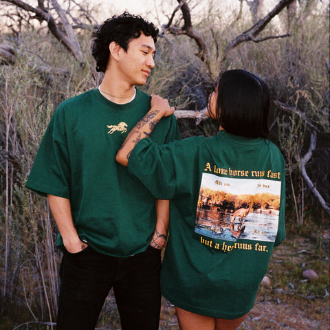 Jade Green Wild Horses Shirt (Year of the Horse)